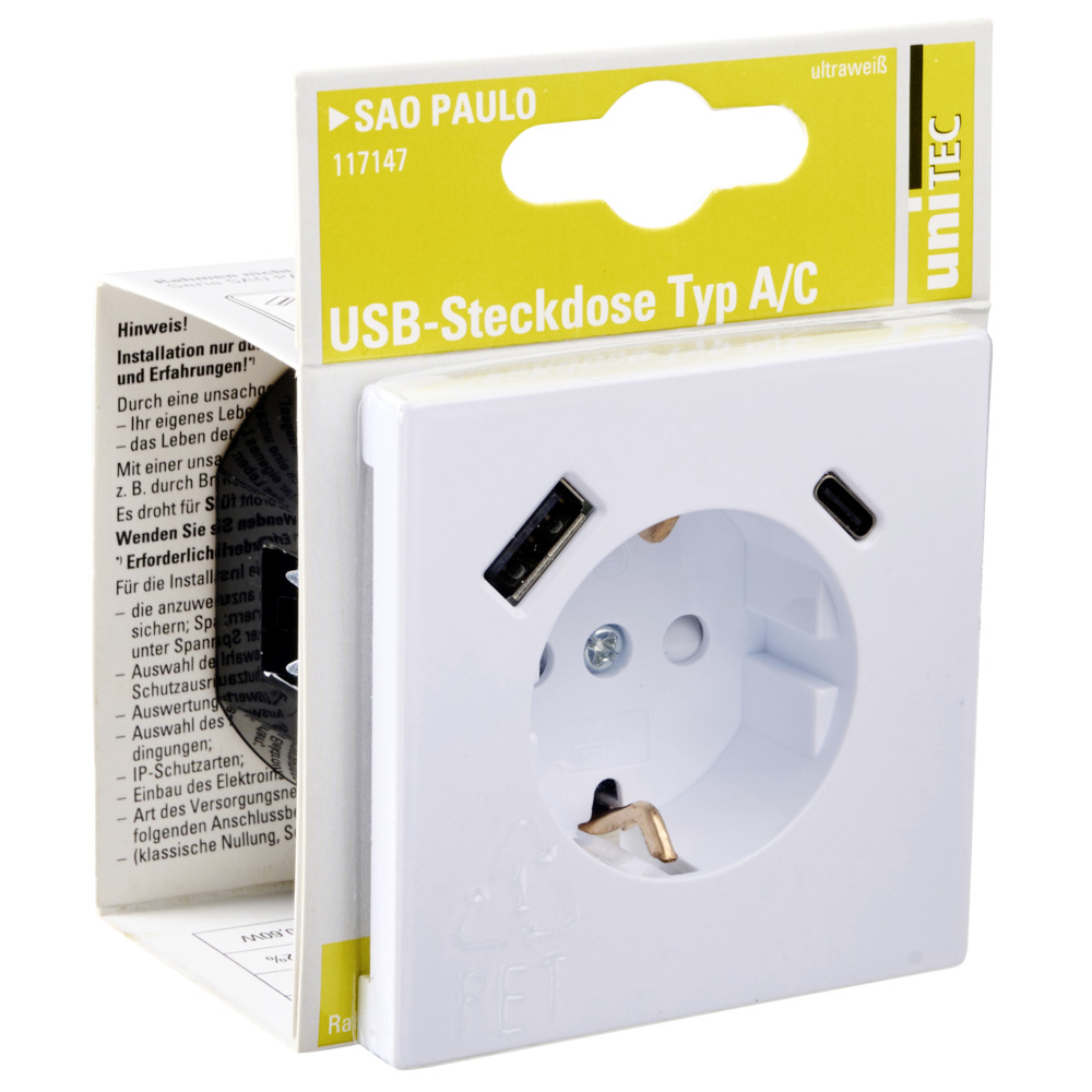 USB A/C Steckdose SaoPaulo ultrawei&szlig; image number 1