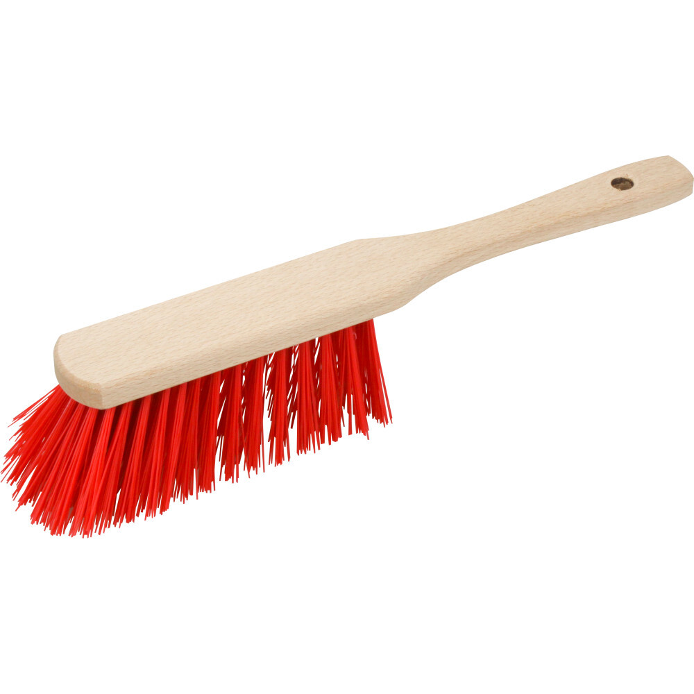 Handfeger 30 cm aus Holz mit roten PVC-Borsten image number 0