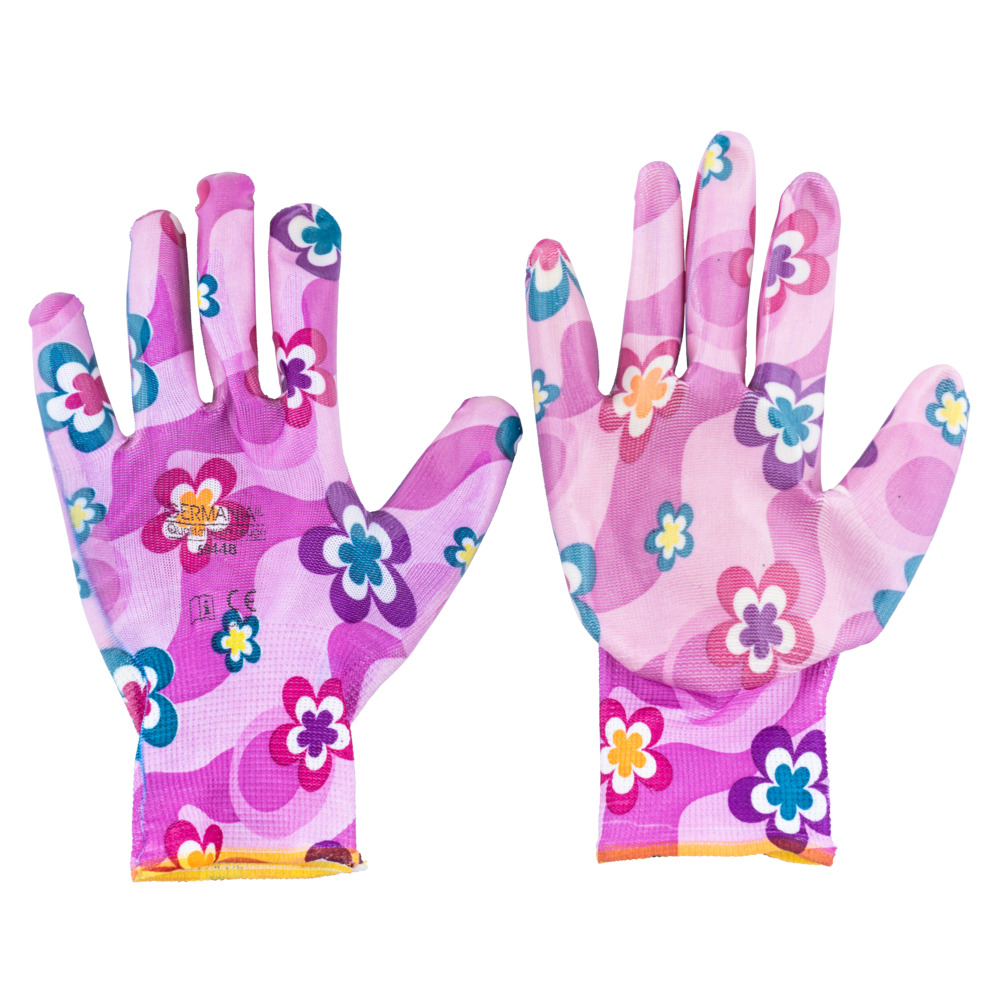 Damen Gartenhandschuhe Größe 9 mit Blumenmotiv image number 1