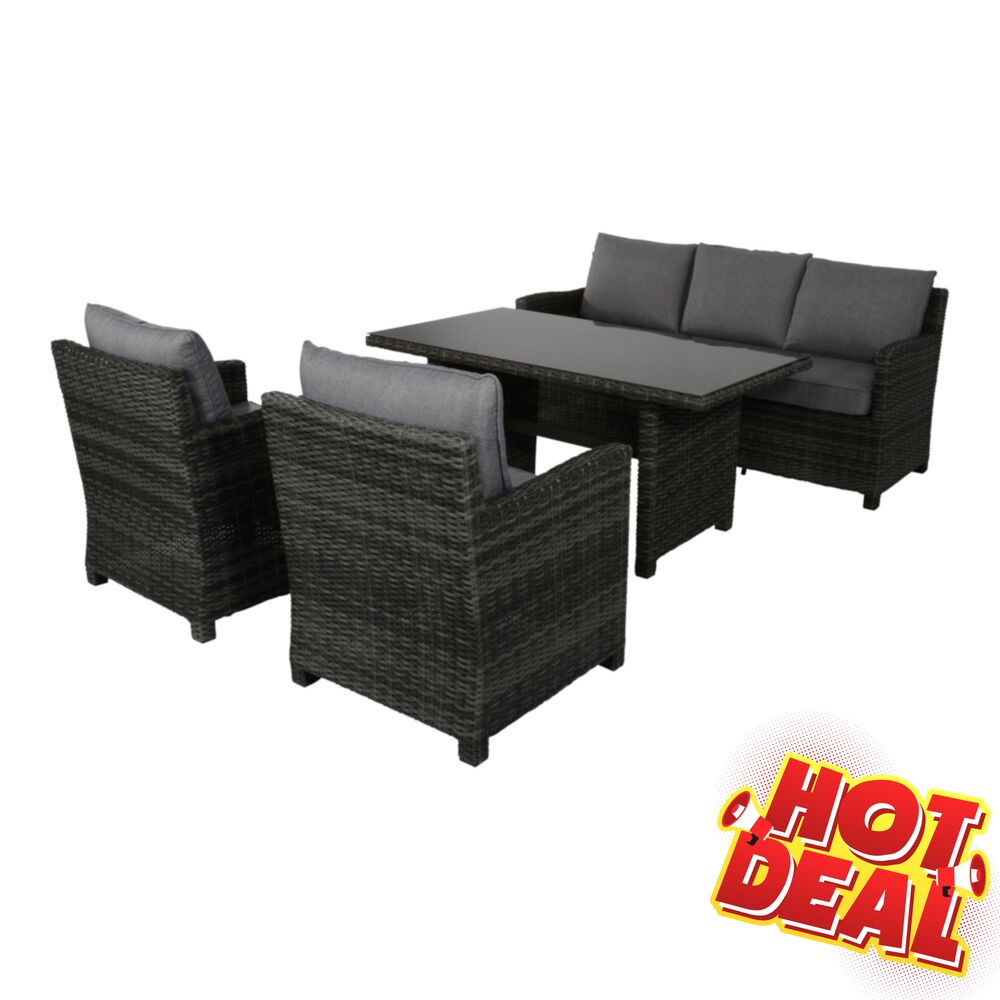 Lounge-Set Dining Jive Rock 4-teilig, 5-Sitzer mit Tisch und Sofas