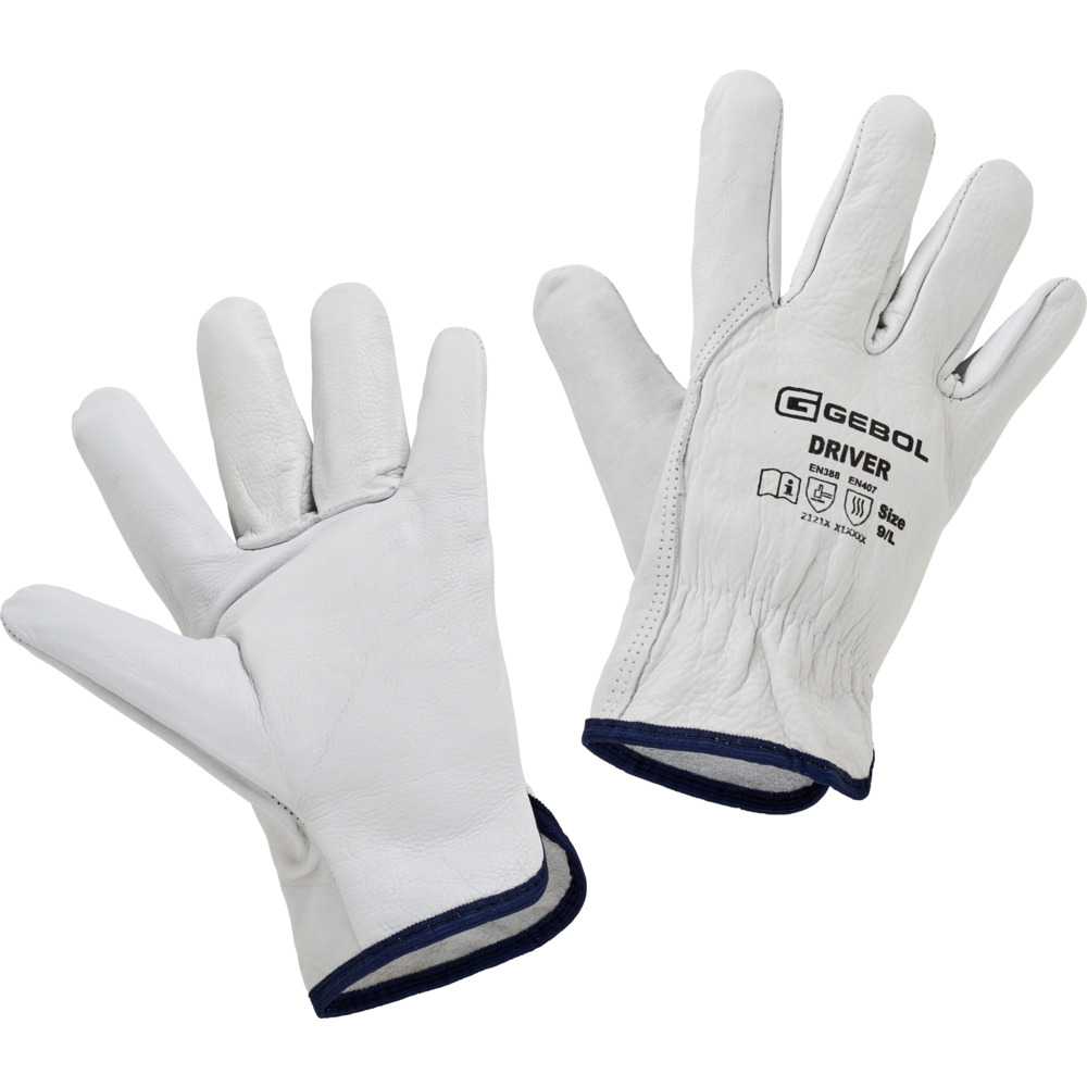 Handschuhe Driver Gr&ouml;&szlig;e 9, L aus Rindsvollleder in Hellgrau image number 0