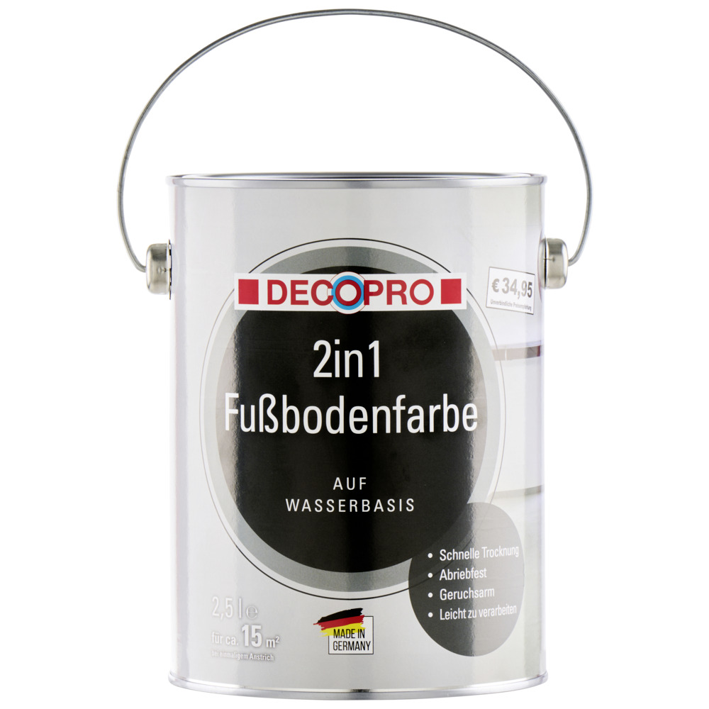 DECOPRO 2in1 Fußbodenfarbe 2,5 Liter in Kieselgrau image number 1