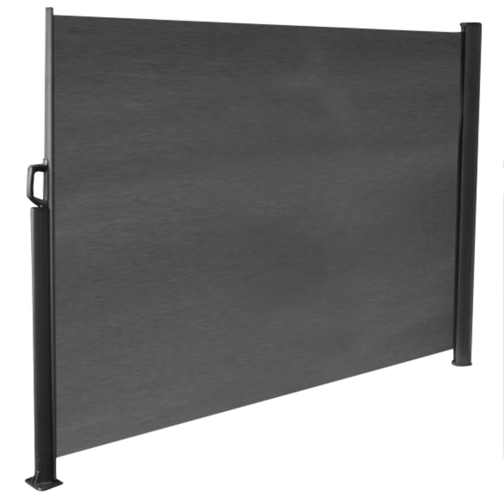 Seitenmarkise grau 3 x 1,6 m mit schwarzem Aluminiumgestell