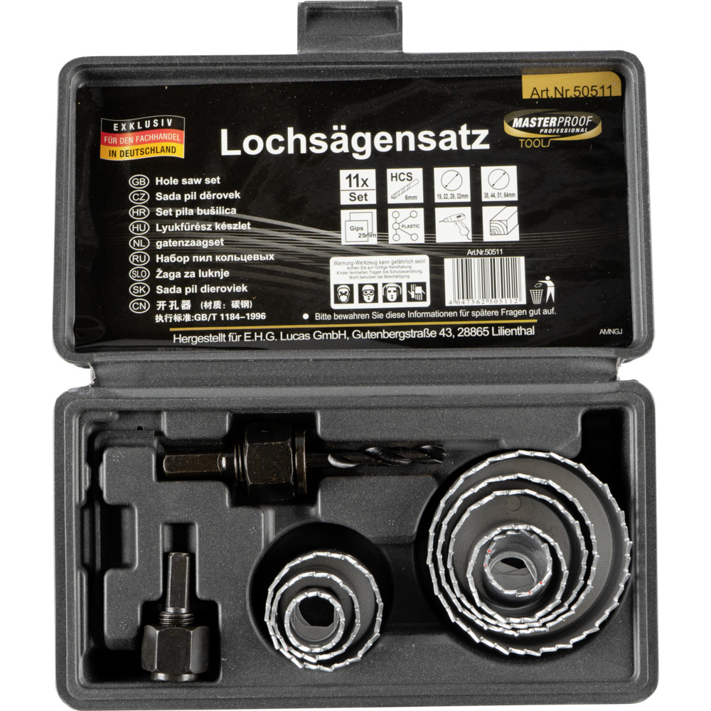 Lochsägensatz 11-teilig 19-64 mm