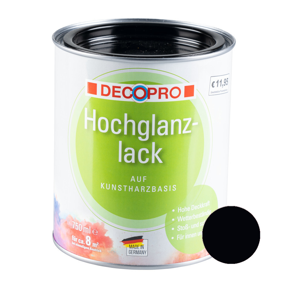 DECOPRO Hochglanzlack tiefschwarz RAL 9005 für innen und außen image number 0
