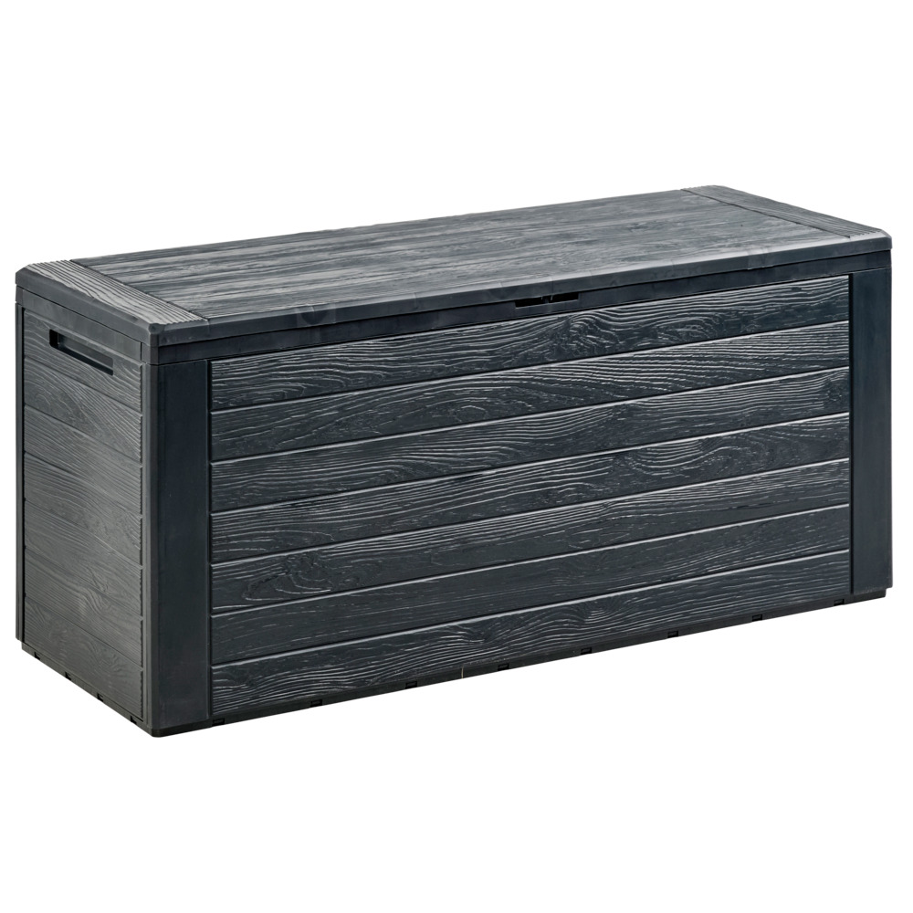 Auflagenbox Woodebox 280 Liter aus Kunststoff, anthrazit mit Holzoptik