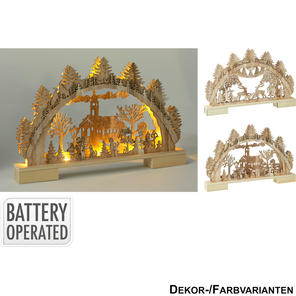 LED-Lichterbogen Weihnachtsdorf 27 cm, 2-fach sortiert