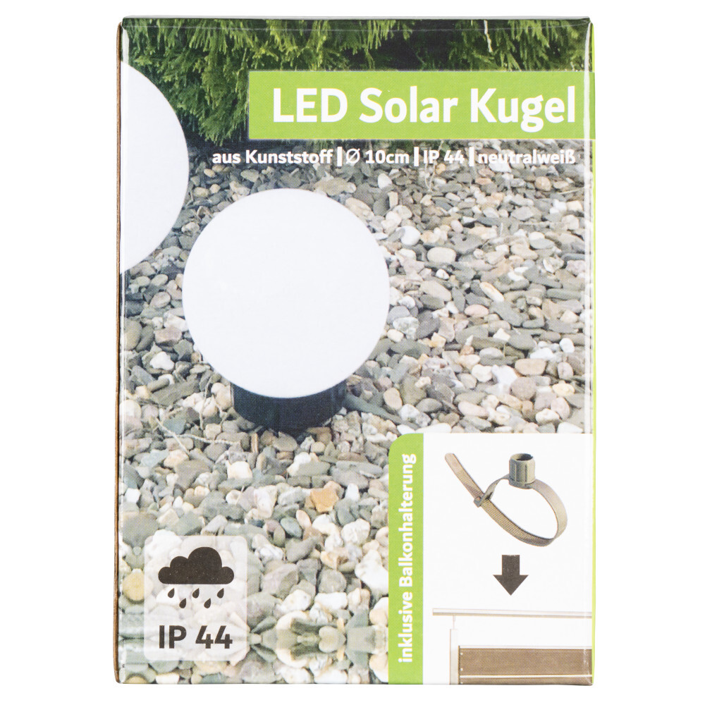LED Solarkugelleuchte Ø 10 cm mit Balkonhalterung image number 2