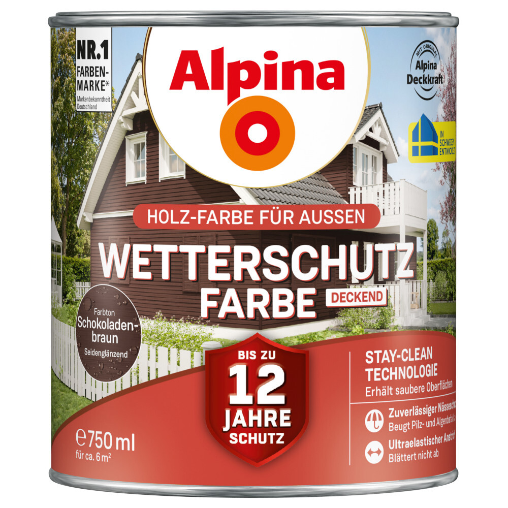 Alpina Wetterschutzfarbe Schokoladenbraun 750 ml deckend image number 0