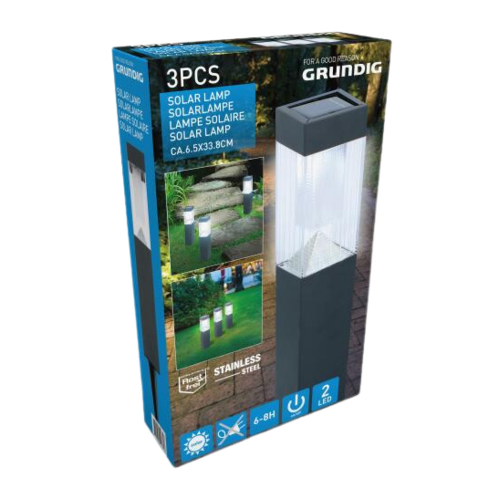Grundig Solar-LED Gartenleuchte 3 Stück image number 2