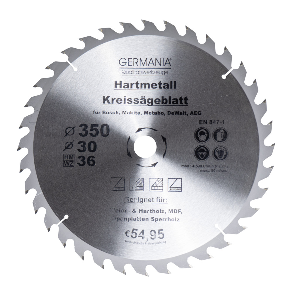 GERMANIA® HM Kreissägeblatt Ø 350mm, 36 Zähne für Holz