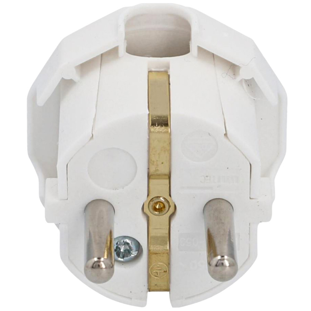 Schutzkontakt Stecker Kunststoff in weiß mit seitlicher Kabelführung image number 1
