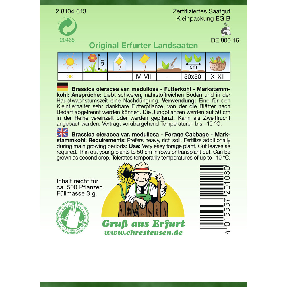 Saatgut Markstammkohl Futterkohl ca. 500 Pflanzen image number 1