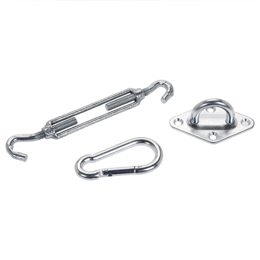 Aufhänge-Set 3-teilig für Sonnensegel in Silber aus verzinktem Eisen