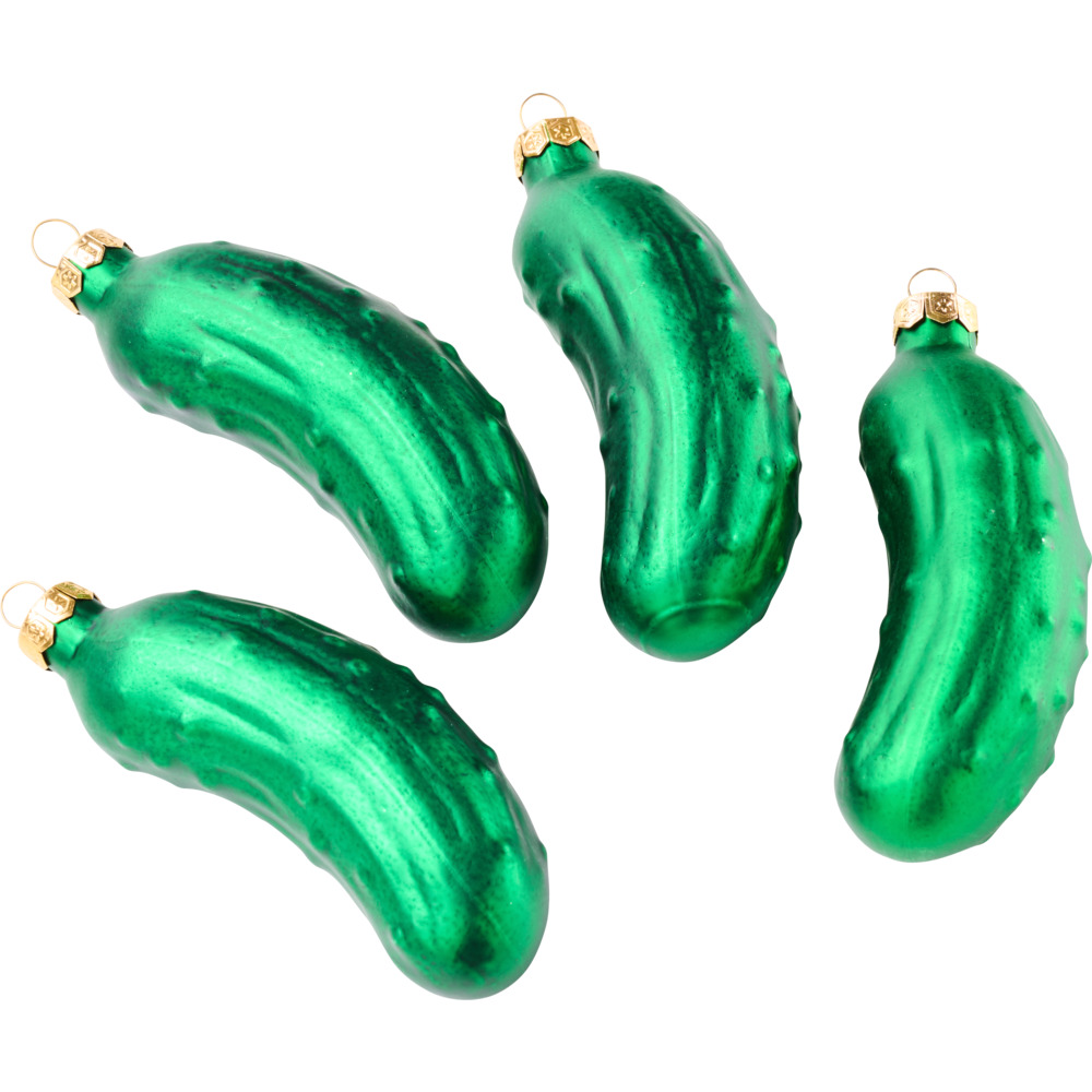 Gurken-Weihnachtskugeln 4 St&uuml;ck aus Glas image number 1