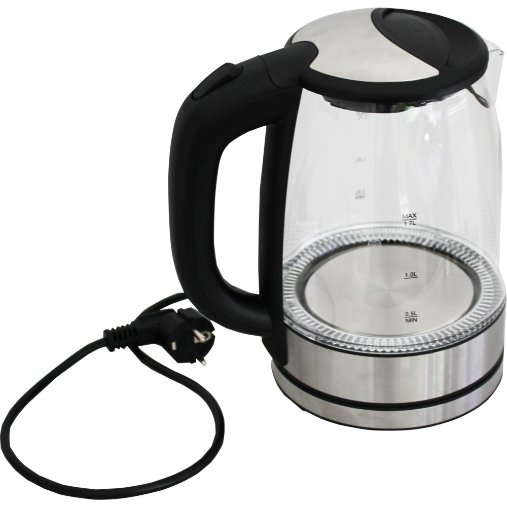 DESKI Wasserkocher aus Glas in Edelstahloptik 1,7L