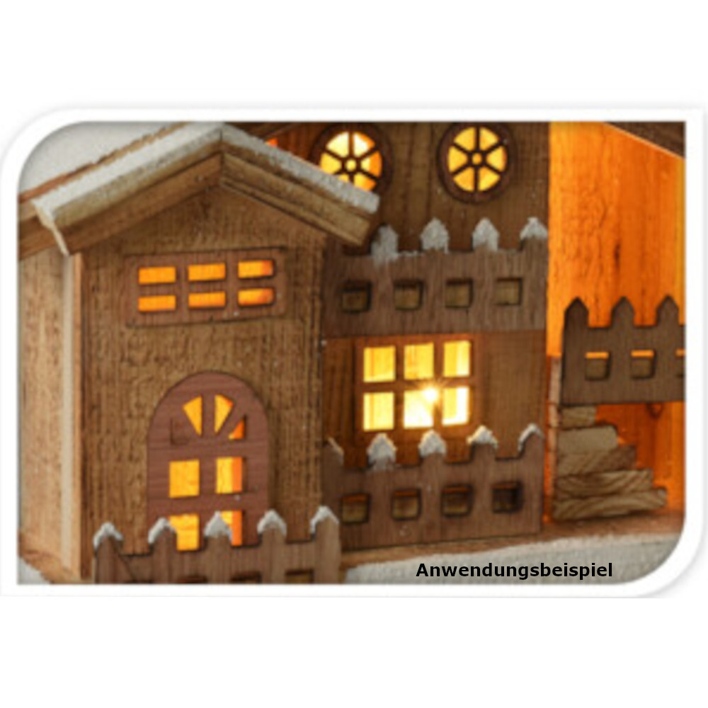 LED-Holzhütte batteriebetrieben 27 cm mit LEDs und Timerfunktion image number 1