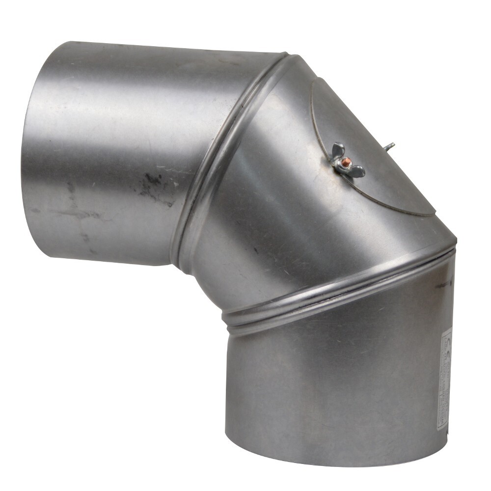 Ofenrohr Bogen T&uuml;r 0-90&deg; &Oslash;130 mm verstellbar Stahlblech feueraluminiert silber