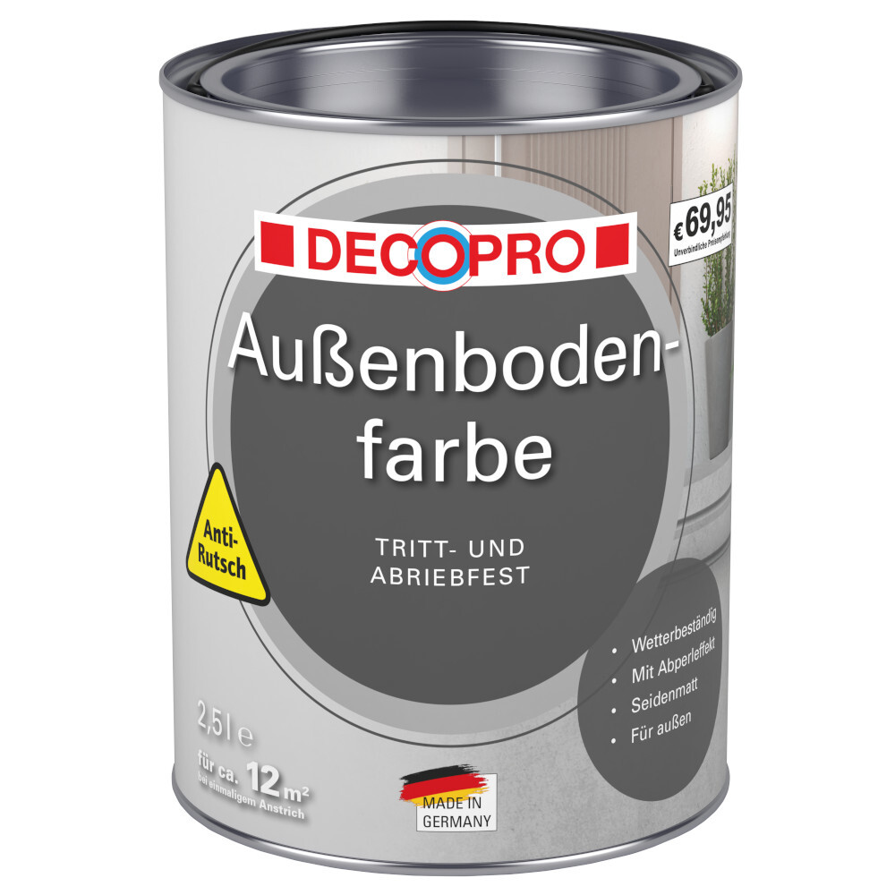 DECOPRO Außenbodenfarbe 2,5 Liter ml in Silbergrau, seidenmatt