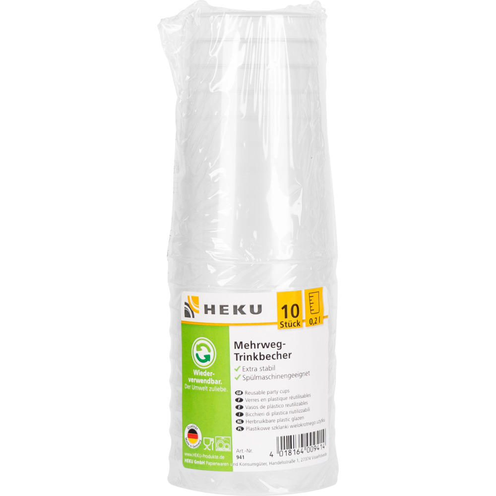 Mehrweg-Trinkbecher 10 Stück klar 0,2 Liter image number 0