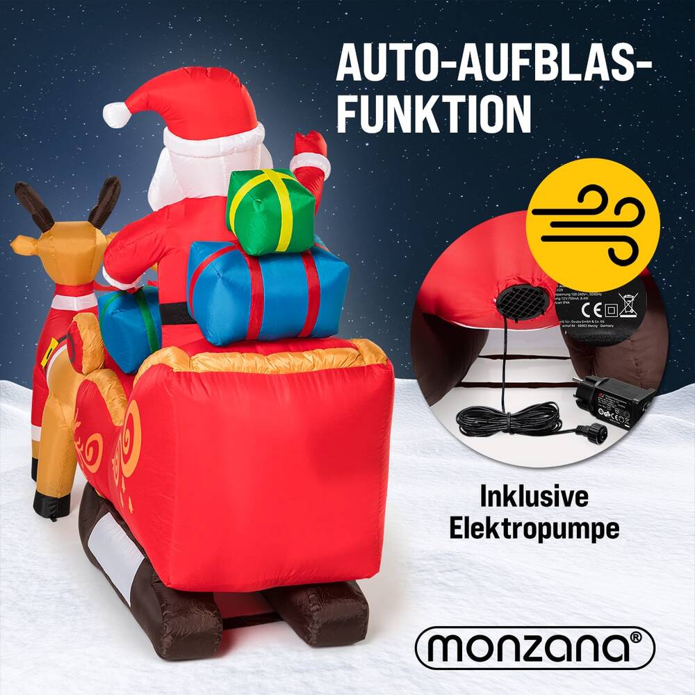 Aufblasbarer LED-Weihnachtsmann mit Schlitten image number 4