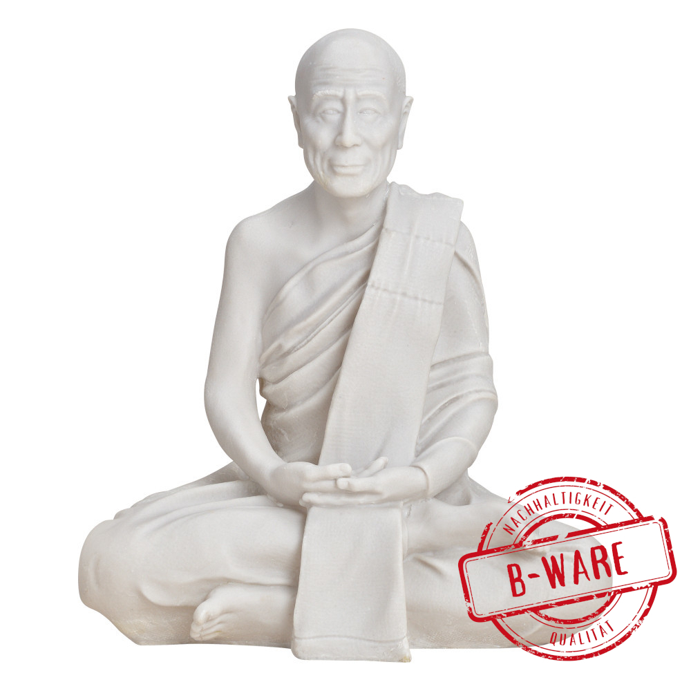 Dekofigur Mönch 30 cm sitzend aus Polyresin in weiß, bemalbar - B-Ware image number 0