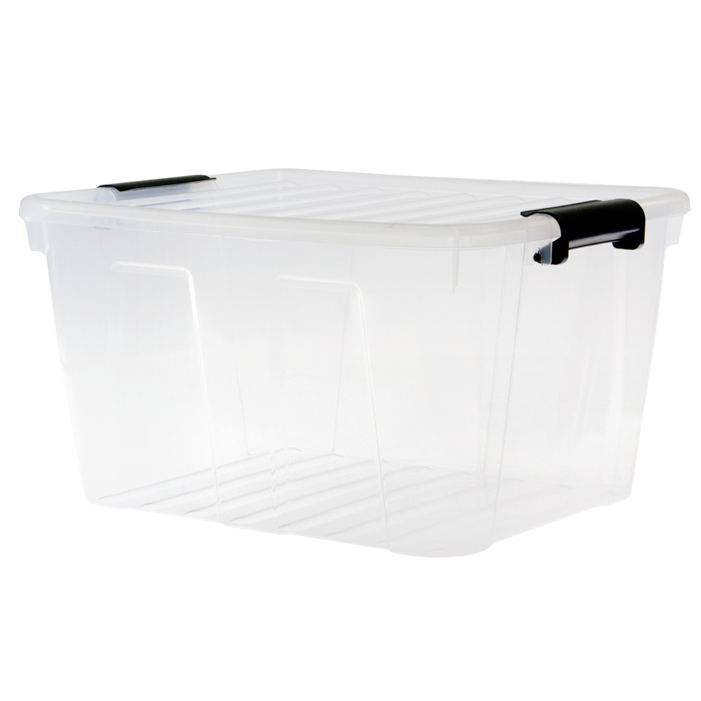 Aufbewahrungsbox 30 Liter mit Deckel, Grau-Transluzent image number 5
