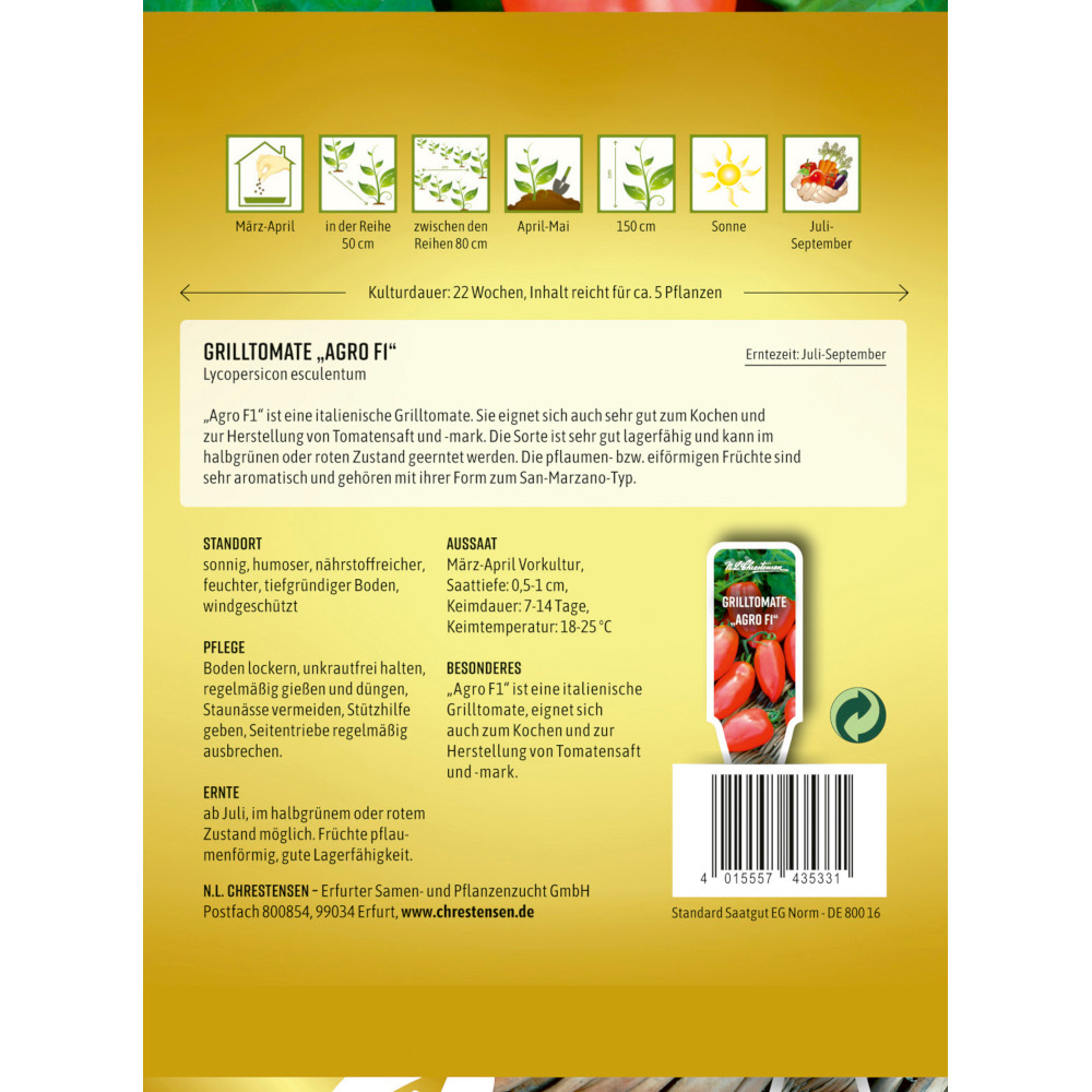 Saatgut Grilltomate Agro F1 f&uuml;r ca. 5 Pflanzen image number 1