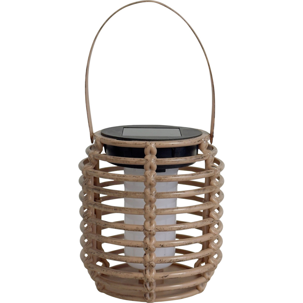 Solar LED-Tischleuchte Rattanoptik