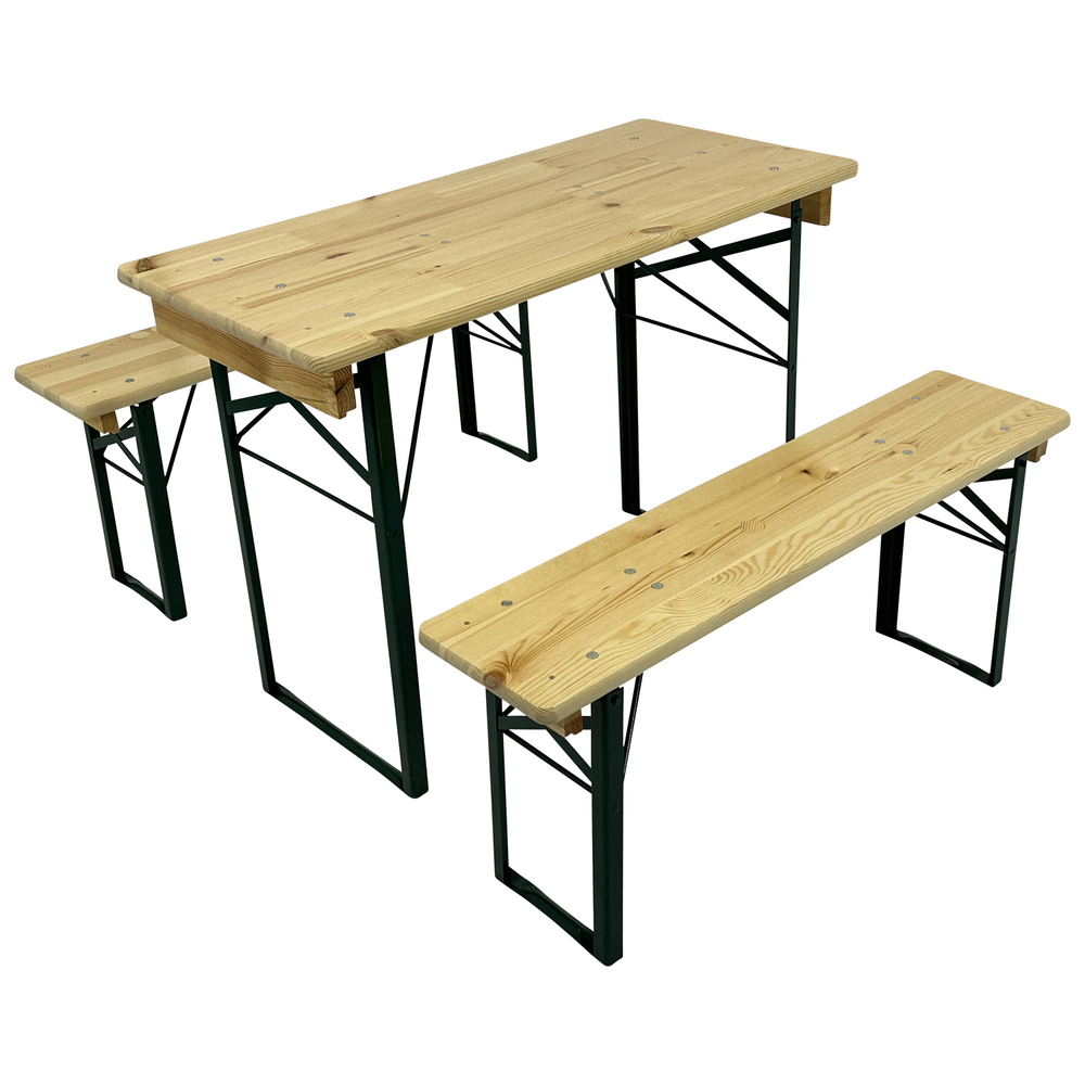 Festzeltgarnitur 3-teilig 110 cm Kiefernholz lackiert