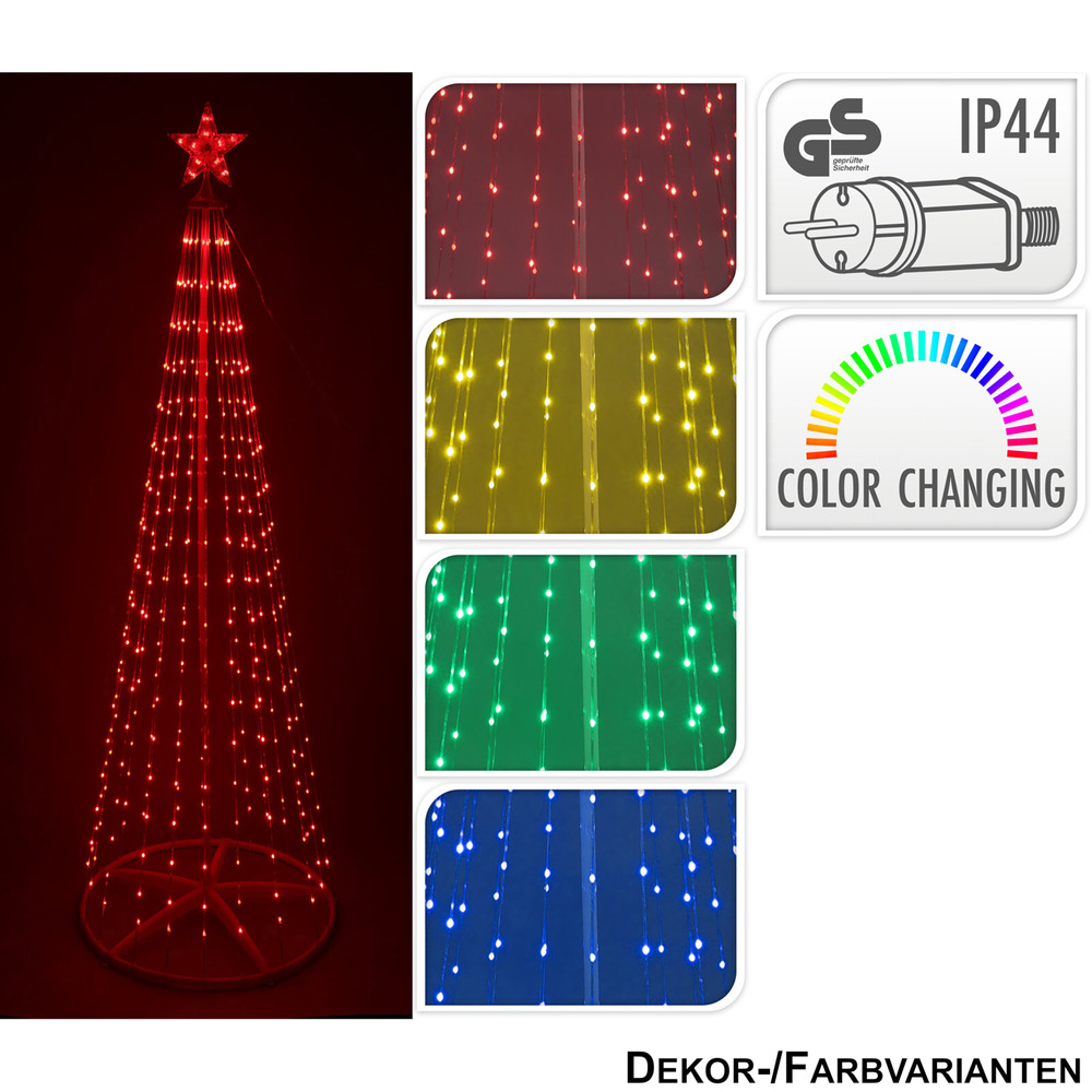 Künstlicher LED Lichterbaum mit Stern 150 cm RGB-Farbwechsel