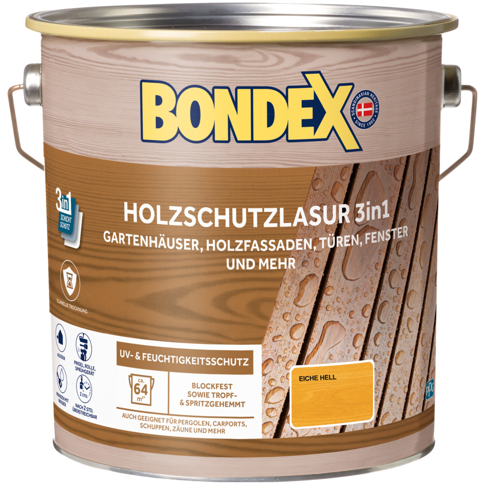 BONDEX Holzschutzlasur 3in1 Eiche Hell 4 Liter image number 0