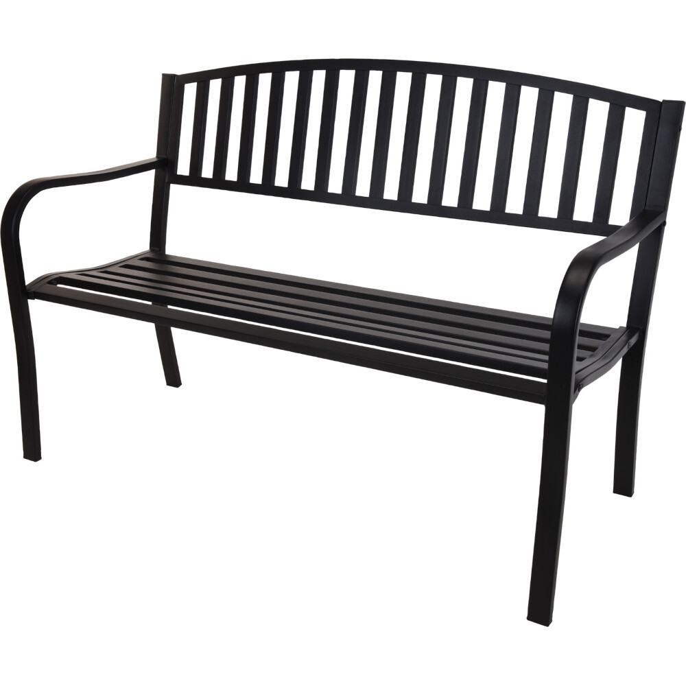 Sitzbank 127 x 50 x 85 cm aus Metall in Schwarz