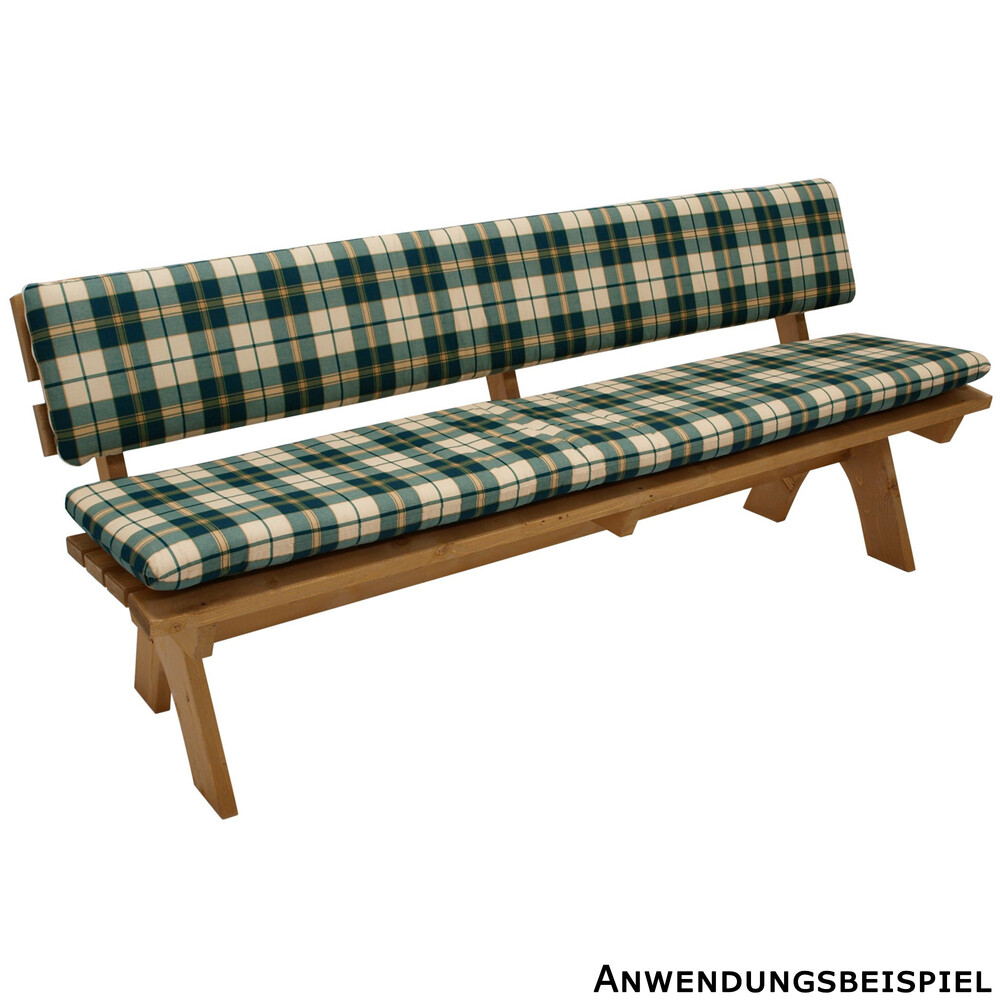 Auflagenset für 4-Sitzer Bank 2-teilig grün-beige kariert