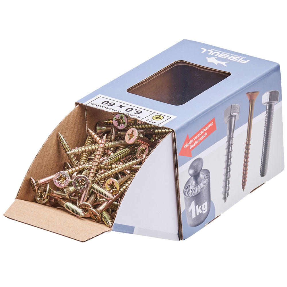 Spanplattenschraube 6x60 mm PZ 1kg FISHBULL-Pack Senkkopf Teilgewinde Kreuzschlitz image number 3