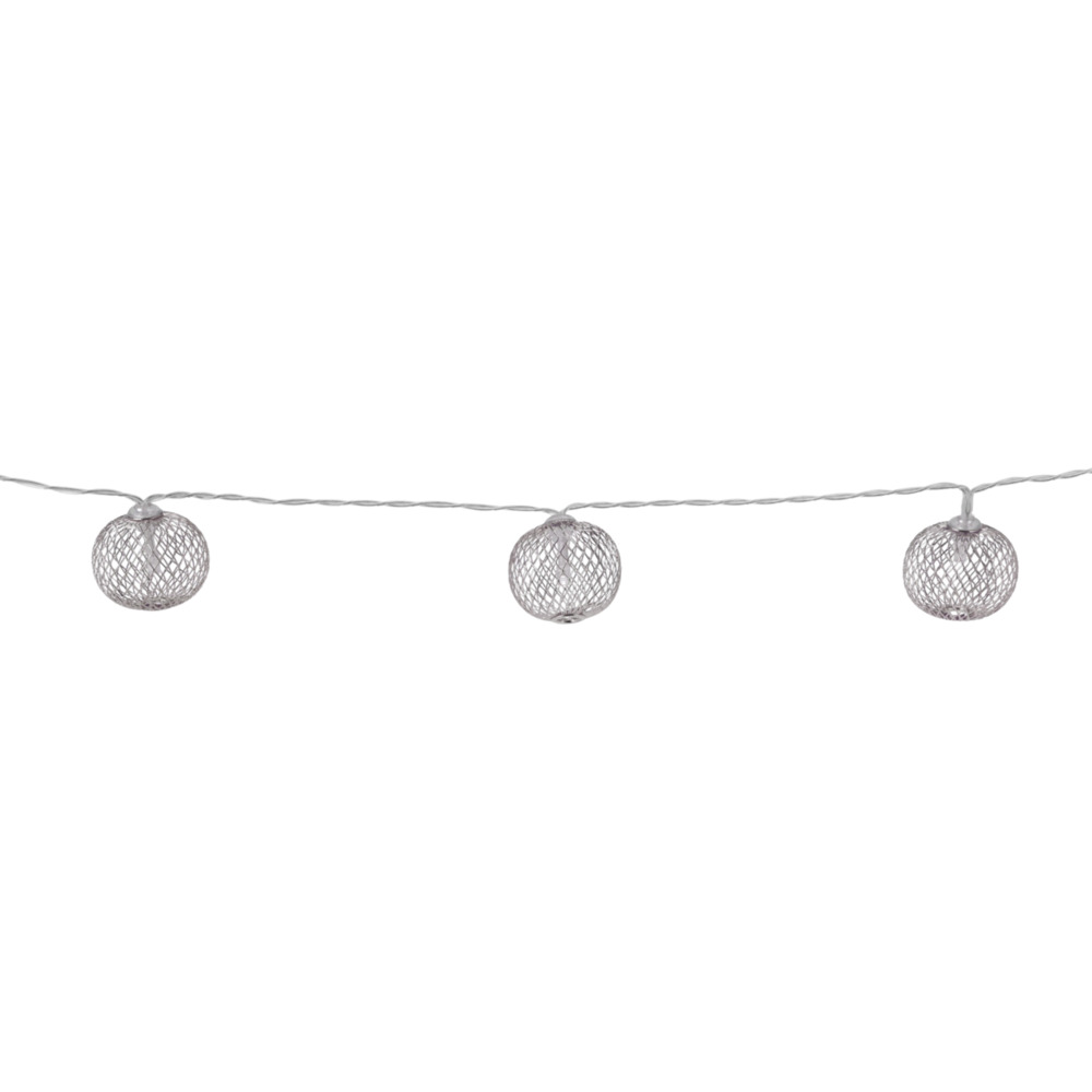 LED Lichterkette mit 10 Silk Kugeln Silber oder Gold image number 1