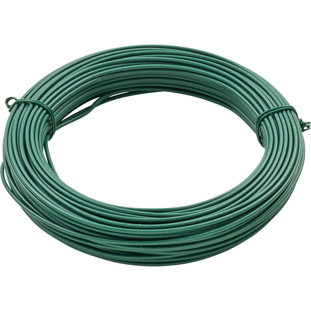 Bindedraht 25 m x 2 mm aus Stahldraht mit gr&uuml;ner Kunststoffummantelung