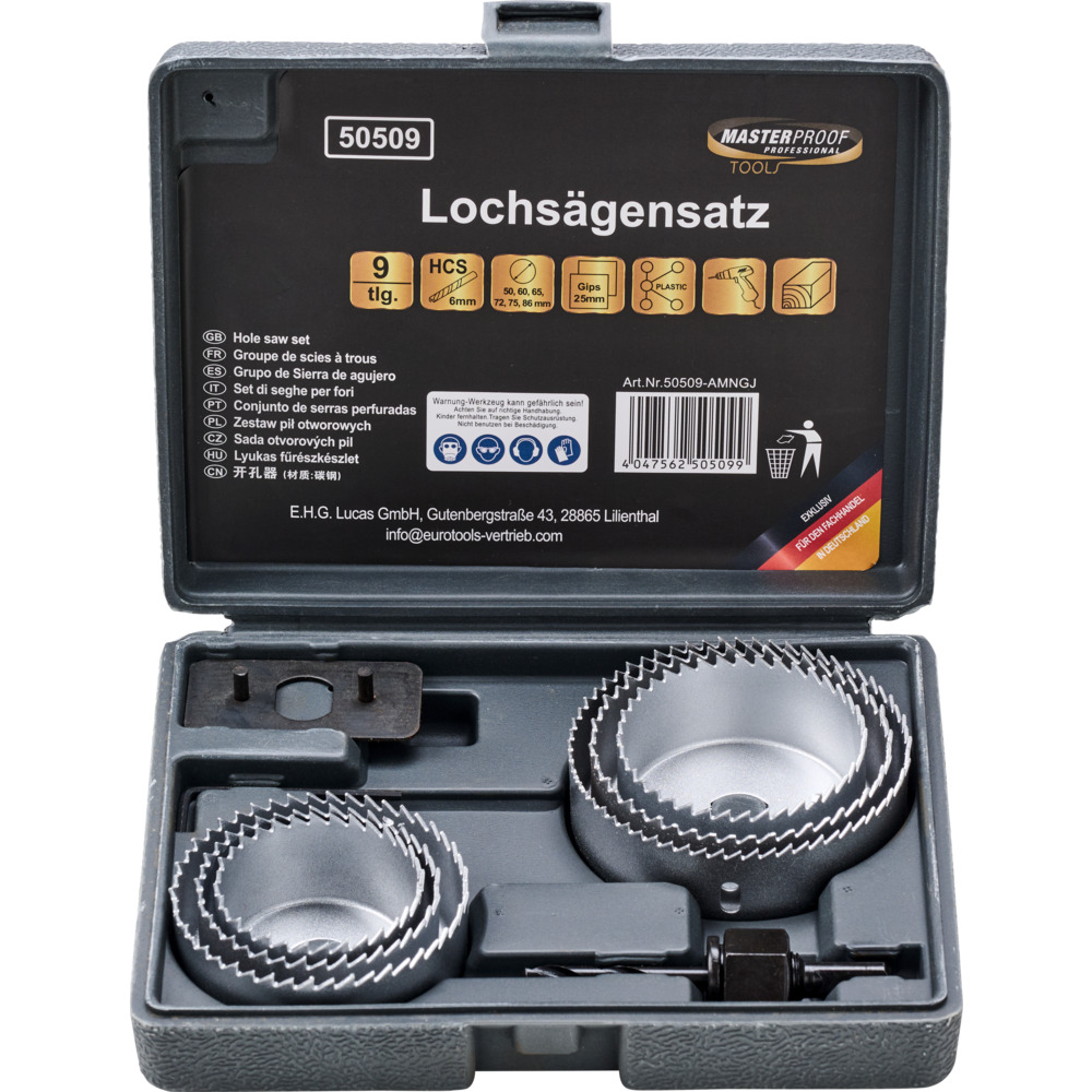 Lochs&auml;gensatz 9-teilig 50-60-65-72-75-86 mm image number 1