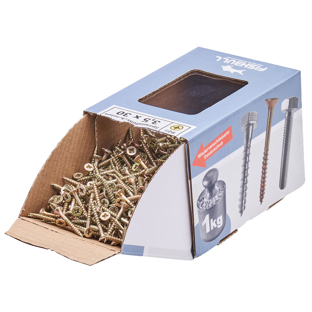Spanplattenschraube 3,5 x 30 mm PZ 1kg FISHBULL-Pack Senkkopf Teilgewinde Kreuzschlitz image number 3