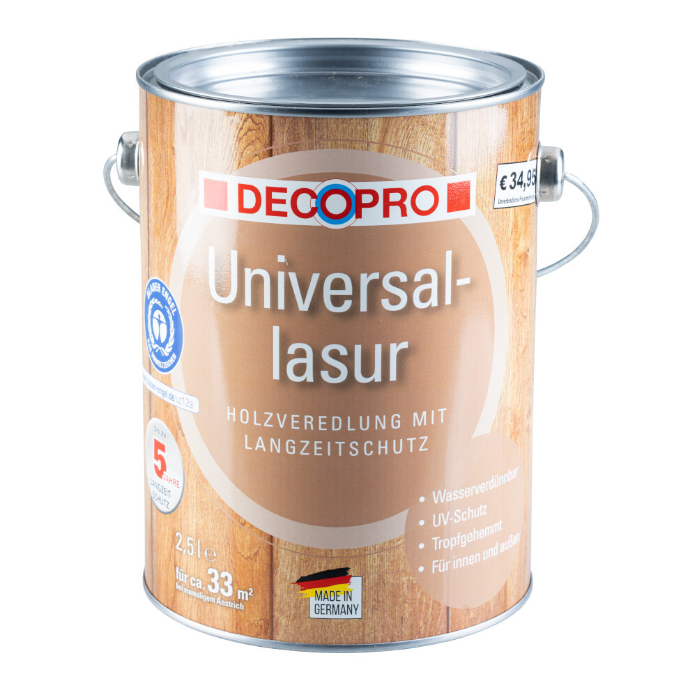 DECOPRO Universal-Lasur 2,5 Liter weiß image number 0