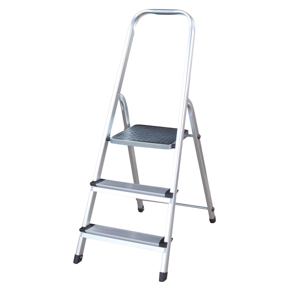 Stehleiter 3-stufig aus Aluminium mit Haltebügel
