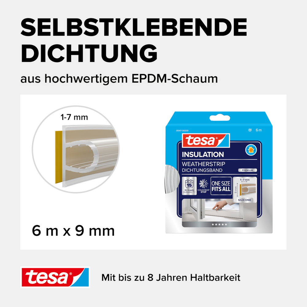 tesa&reg; Insulation Premium Dichtungsband Silikon 6 m transparent image number 2