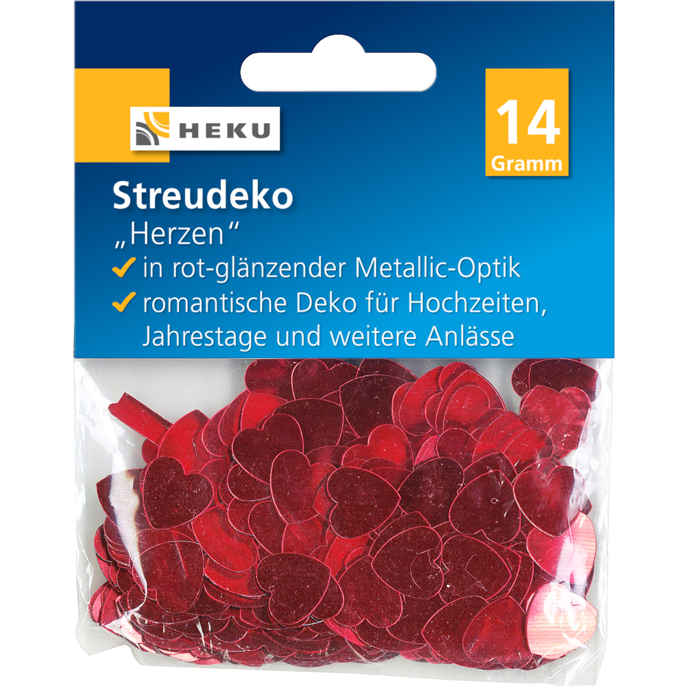 Streudeko Herzen 14 g in rot metallic