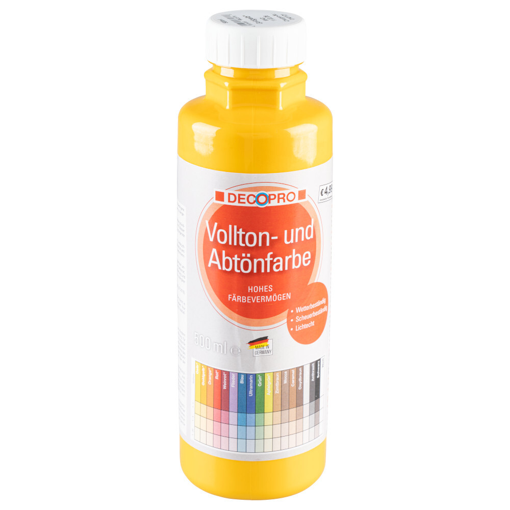 DECOPRO Vollton und Abtönfarbe 500 ml goldgelb innen und außen image number 0