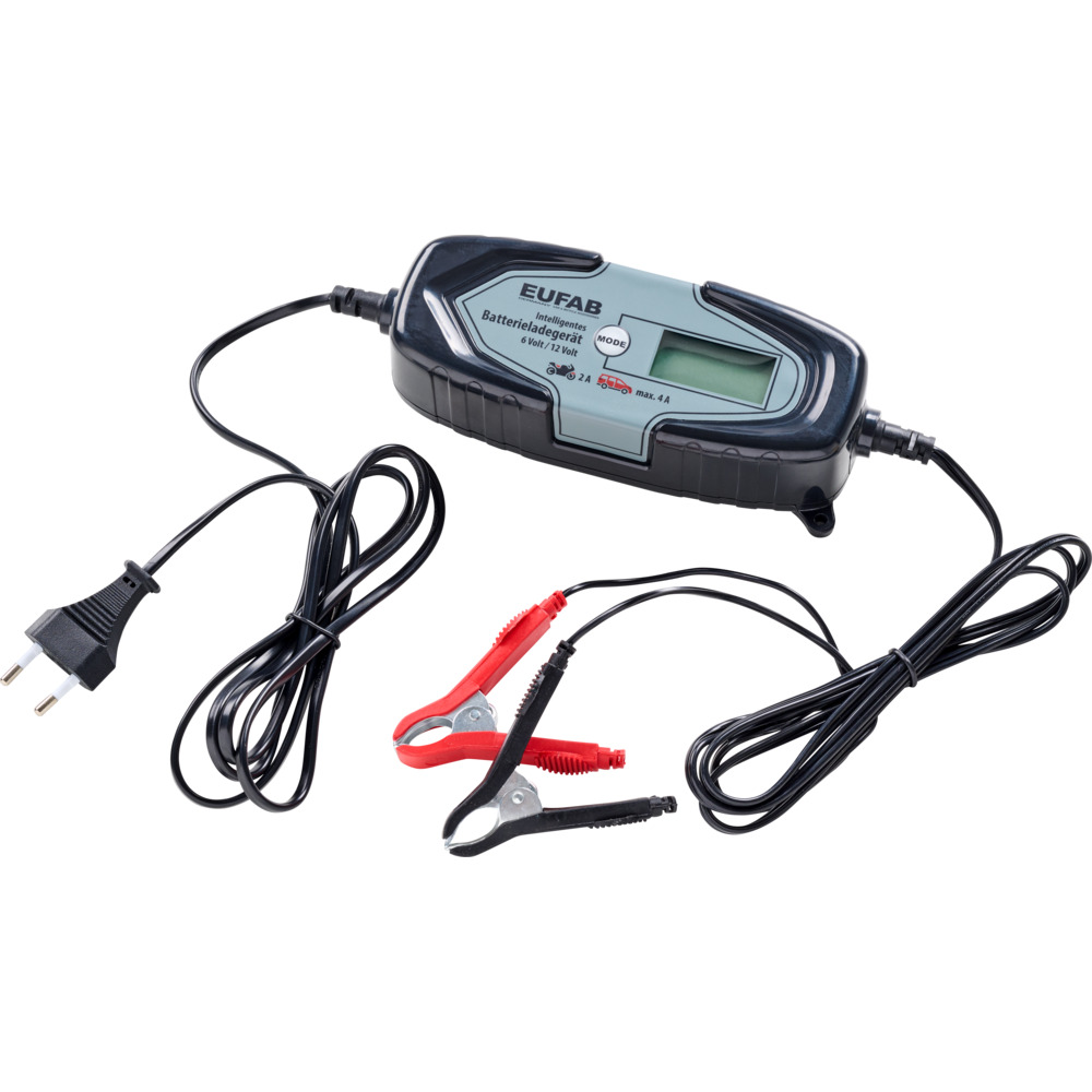 Batterieladegerät 6 V und 12 V mit Klemmen und Schnellkontaktkabel