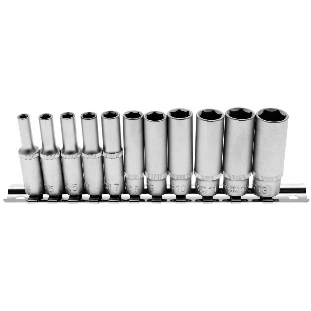 Steckschlüssel-Einsätze, tief 4-13 mm 1/4" 11-teilig image number 0