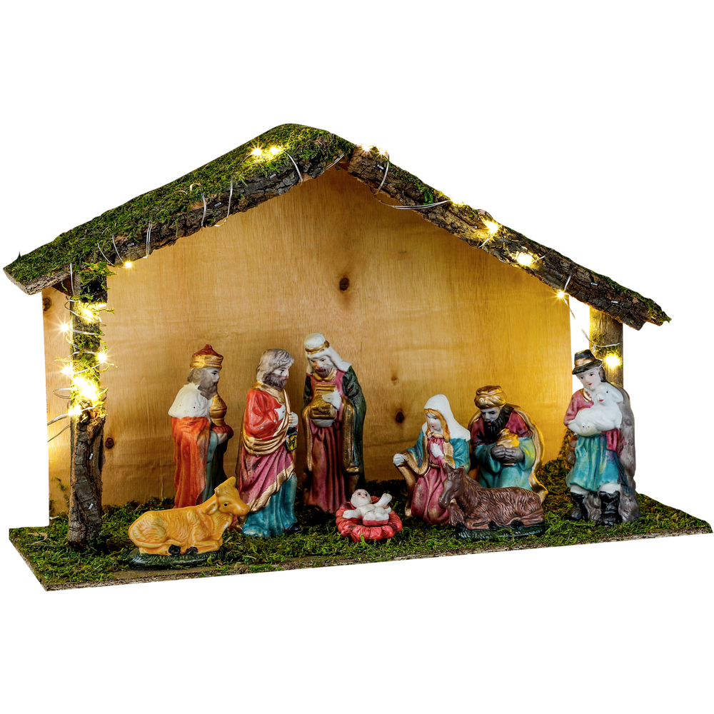 LED-Weihnachtskrippe mit 9 Figuren
