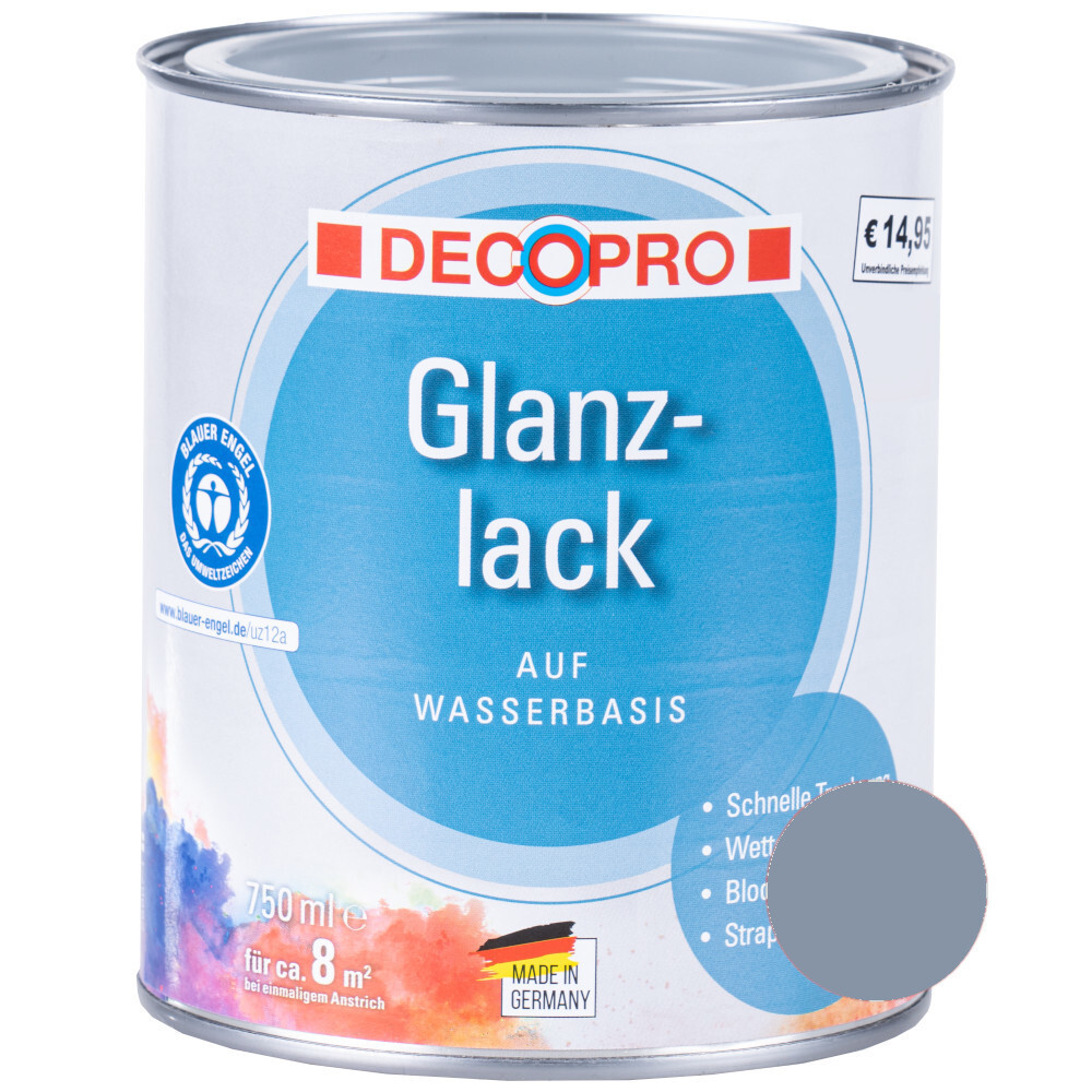 DECOPRO Acryl Glanzlack silbergrau RAL 7001 für innen und außen image number 0