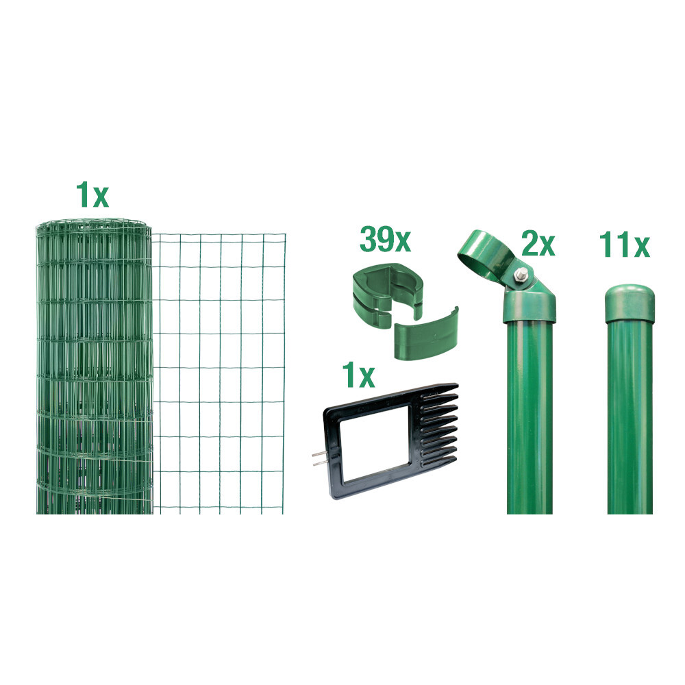 Drahtzaun-Set Fix-Clip Pro® grün 25 m x 122 cm
