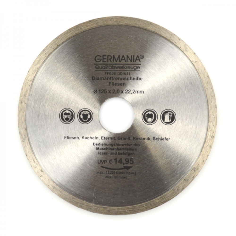 Diamanttrennscheibe 125x2,0x22,2mm Fliesen Kacheln Schiefer Eternit Trennscheibe